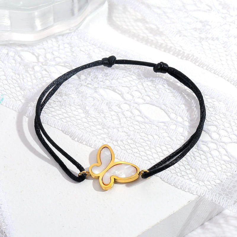 Women's Shell Cuff Bracelet with Butterfly Pendant
