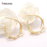 14k Plated Willow Leaves Post Earrings For Women Statement Jewelry