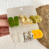 Geometry Acrylic Alloy Drop Earrings Set for Women