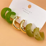 Geometry Acrylic Alloy Drop Earrings Set for Women