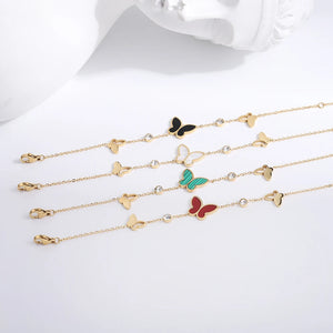 Butterfly Charm Link Bracelet Women Stainless Steel Chain No Fade Hand Jewelry