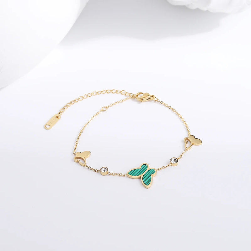 Butterfly Charm Link Bracelet Women Stainless Steel Chain No Fade Hand Jewelry