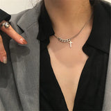 Cross Pendant Choker Necklace Stainless Steel Religious Jewelry