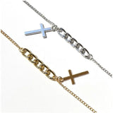 Cross Pendant Choker Necklace Stainless Steel Religious Jewelry