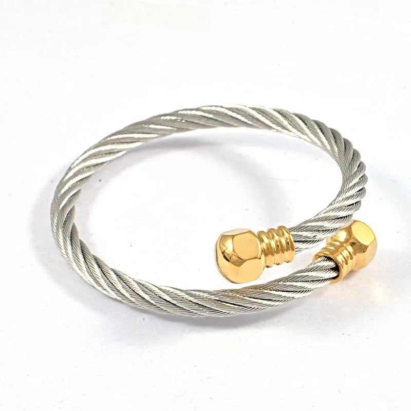 Stainless Steel Twisted Cuff Bangle Bracelet