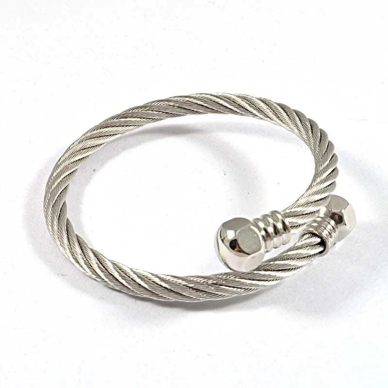 Stainless Steel Twisted Cuff Bangle Bracelet