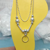 Fish Silver 925 Beads Anklets Double Chain Beads For Women 20+5CM Long