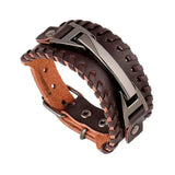 Leather Bracelet for Men Vintage Mental Charms Bracelets