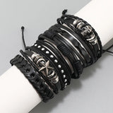 Vintage Skull Star Charms Leather Bracelets for Men