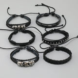 Vintage Skull Star Charms Leather Bracelets for Men