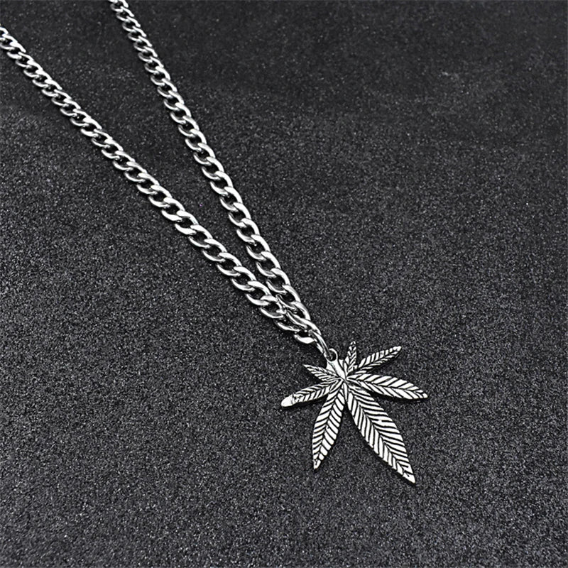 Maple Leaf Hemp Pendant Charm Necklace For Women Men