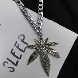 Maple Leaf Hemp Pendant Charm Necklace For Women Men