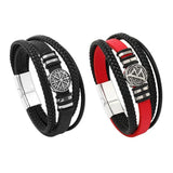 Men Leather Bracelets Multi-layer Braided Compass Male Jewelry