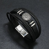 Men Leather Bracelets Multi-layer Braided Compass Male Jewelry