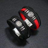 Men Leather Bracelets Multi-layer Braided Compass Male Jewelry