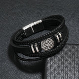 Men Leather Bracelets Multi-layer Braided Leather Bracelets Compass Devil Eye