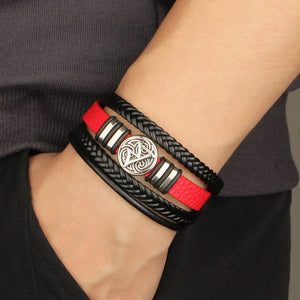 Men Leather Bracelets Multi-Layer Braided Compass Devil Eye