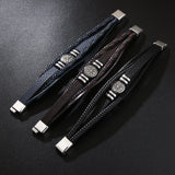 Men Leather Bracelets Multi-layer Braided Scripture Compass Devil Eye