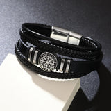 Men Leather Bracelets Multi-layer Braided Scripture Compass Devil Eye