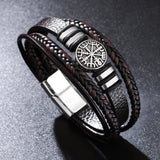 Men Leather Bracelets Multi-layer Braided Scripture Compass Devil Eye
