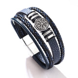 Men Leather Bracelets Multi-layer Braided Scripture Compass Devil Eye