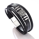 Men Leather Bracelets Multi-layer Braided Scripture Compass Devil Eye