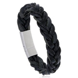 Men's Magnetic Buckle Leather Bracelet Retro Stainless Steel