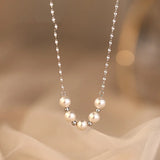S925 Silver Pearl Pendant Necklace Wedding Gift
