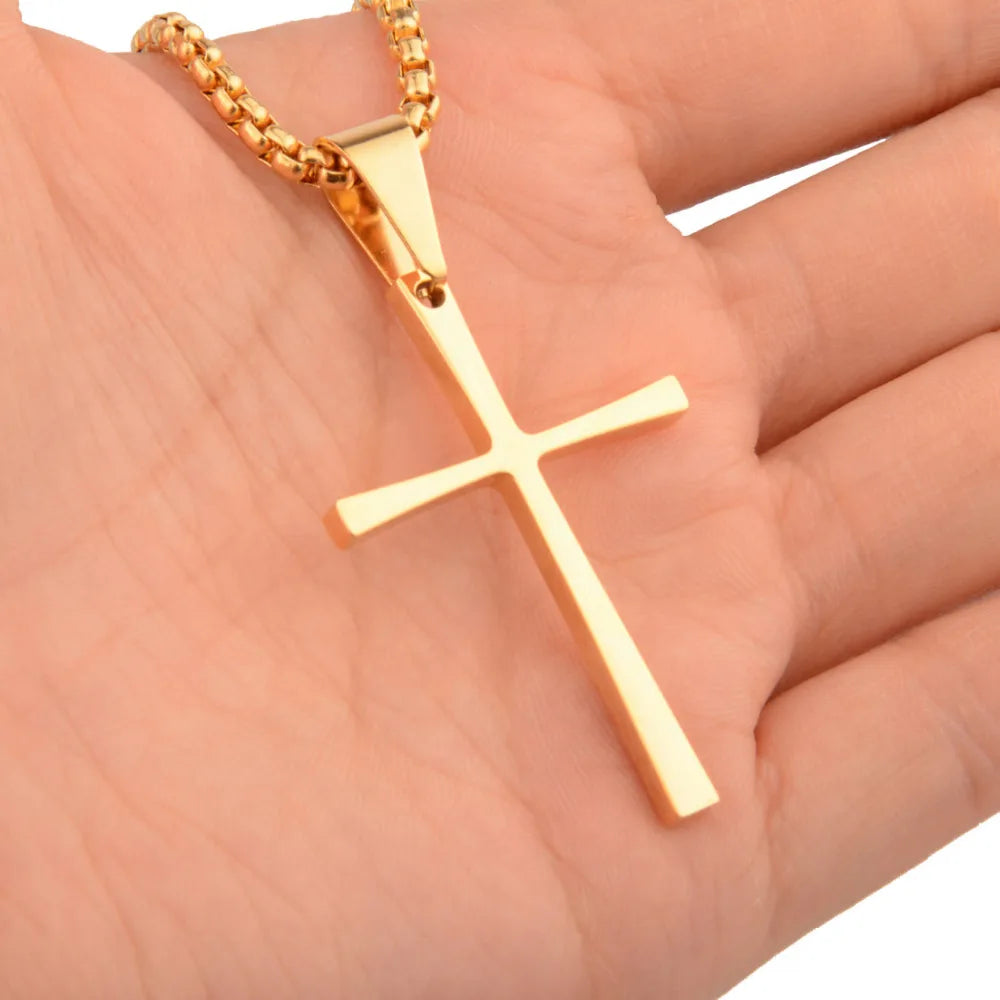 Stainless Steel Cross Pendant Necklace - Unisex Jewelry