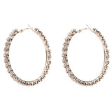 Glass Rhinestone Gems Hoop Earrings Statement Jewelry