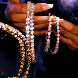 Glass Rhinestone Gems Hoop Earrings Statement Jewelry