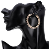 Glass Rhinestone Gems Hoop Earrings Statement Jewelry