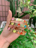 Zircon Smile Shape Enamel Bangle Bracelet For Women