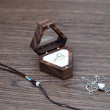 Wooden Ring Box Velvet Interior Jewelry Display Ring Case