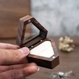 Wooden Ring Box Velvet Interior Jewelry Display Ring Case