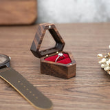 Wooden Ring Box Velvet Interior Jewelry Display Ring Case