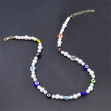Evil Eye Pearl Necklace Bohemian Punk Choker