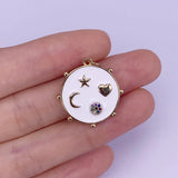 Vintage Coin Shaped Pendant Necklace with Enamel Zircon