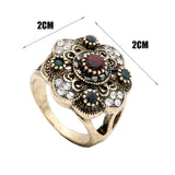 Women Flower Vintage Rings Antique Resin Jewelry Ethnic Bijoux