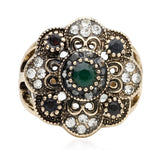 Women Flower Vintage Rings Antique Resin Jewelry Ethnic Bijoux