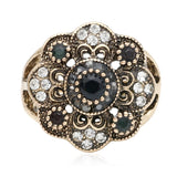 Women Flower Vintage Rings Antique Resin Jewelry Ethnic Bijoux