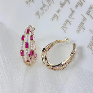 CZ Twine Circle Big Hoop Earrings for Wedding