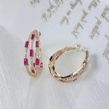 CZ Twine Circle Big Hoop Earrings for Wedding