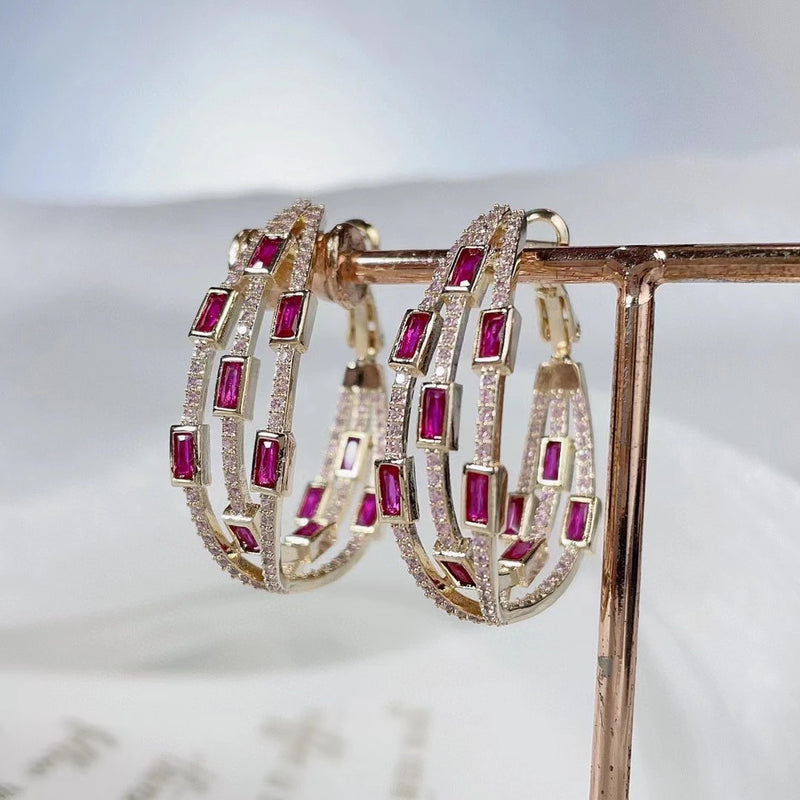 CZ Twine Circle Big Hoop Earrings for Wedding