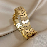 Twisted Leaves Stainless Steel Bangles Bracelets for Women