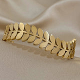 Twisted Leaves Stainless Steel Bangles Bracelets for Women