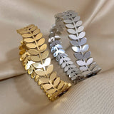 Twisted Leaves Stainless Steel Bangles Bracelets for Women