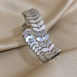 Twisted Leaves Stainless Steel Bangles Bracelets for Women