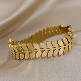 Twisted Leaves Stainless Steel Bangles Bracelets for Women
