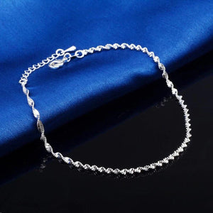 925 Silver Twisted Weave Chain Anklet Foot Jewelry